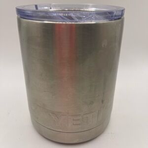 Yeti 10oz Rambler Coffee Cup Stainless Steel Lowball Tumbler Clear Lid‎ Utility